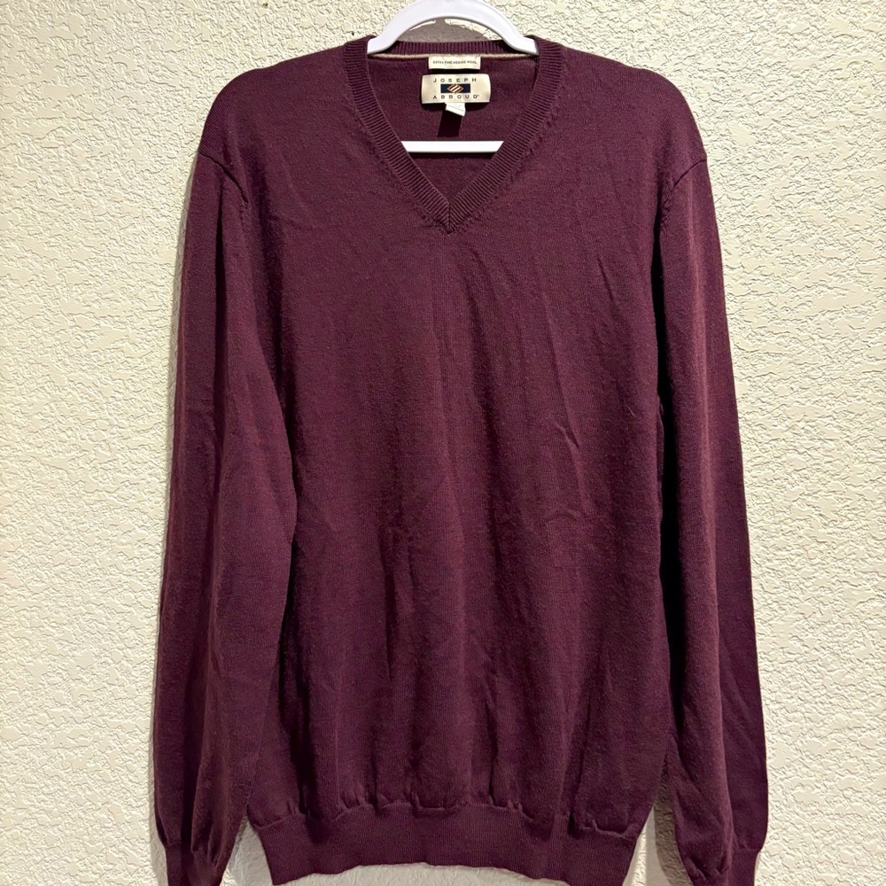 Joseph Abboud Merino Wool V-Neck Sweater - Deep Purple 2XLT